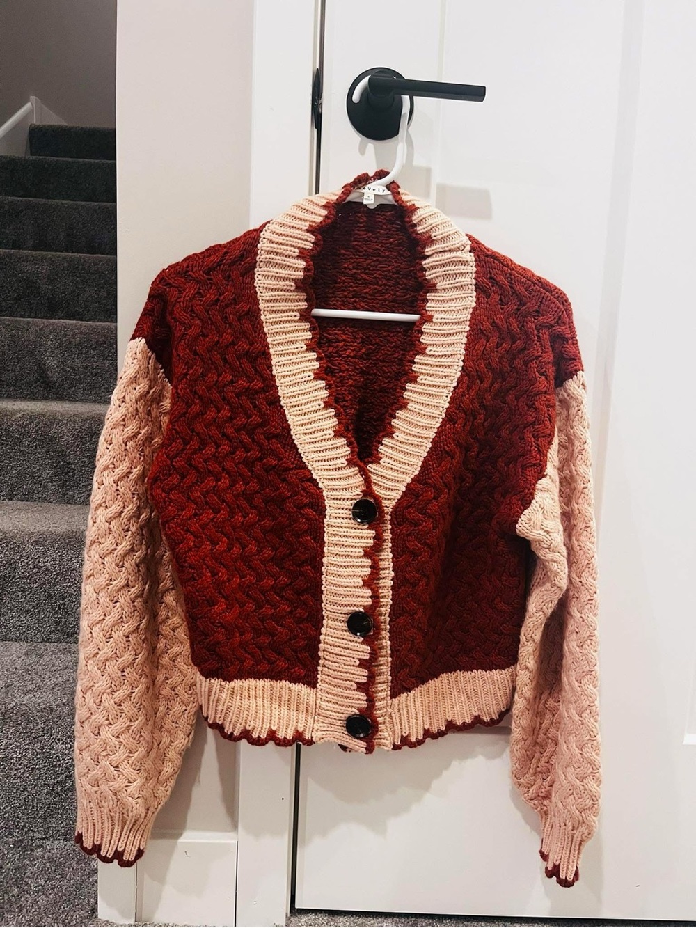 BaeVely Knit Cardigan Sweater - Rust & Blush